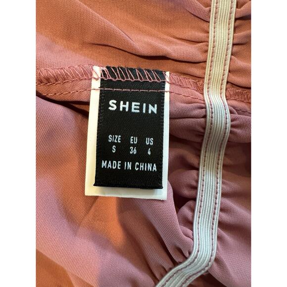 SHEIN Pink Tie Back Crop Top Size Small Halter Style Sleeveless Ruffle Hem Shirt - Picture 6 of 8